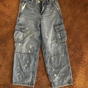 Abercrombie Kids Light Blue Ultra Baggy Paint Splatter Carpenter Jeans
